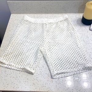 White fishnet shorts